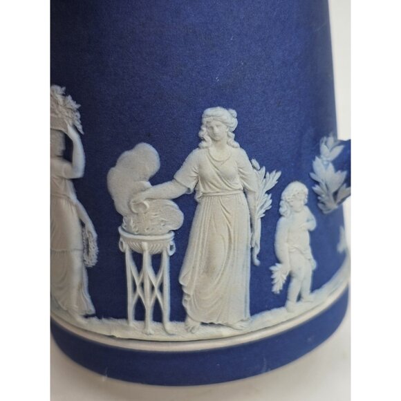 Wedgewood Jasperware Blue And White 4" Creamer Victorian Ornate Boho - Picture 6 of 13